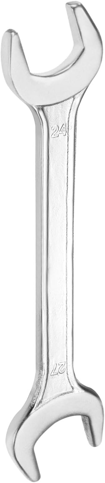 HARFINGTON Double Open End Wrench 24mm x 27mm Metric 15 Degree Offset Angle Small Flat Head Wrench Galvanizing Open Ended Spanner for Automotive Repair Furniture Assembly
