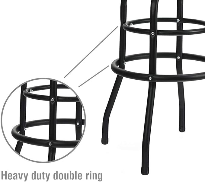 WORKPRO W112003 Garage Shop Stool, Heavy-Duty Steel Construction Garage Stool, Swivel Cushion Seat, Black Powder Coated Legs & Footrest (Single Pack)