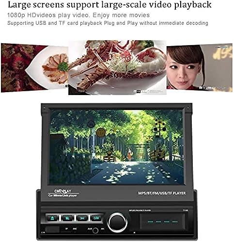 Hikity Single Din Touchscreen Car Stereo 7 Inch Touch Screen Car Radio, Automatic Flip Out Sceen Car Stereo with FM Radio, Bluetooth, Mirror Link, EQ, USB/TF/AUX Input, SWC, Backup Cam