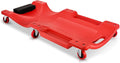 Auto Dynasty 36 Inches Mechanic Creeper, Automotive Garage Repair Low Profile Under Car Rolling Creeper with Padded Headrest, Plastic, Red