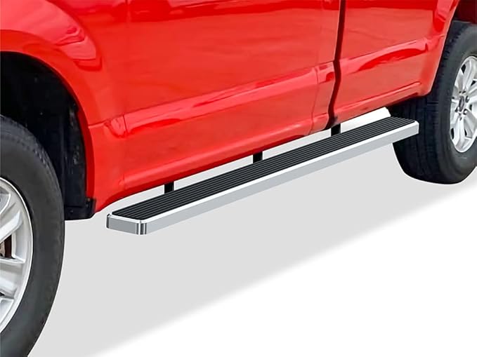 APS (Polished 304 Stainless Steel 5in Wheel to Wheel) Running Boards Nerf Bars Side Steps Compatible with Ford F150 2015-2025 Regular Cab 6.5ft Bed & F-250 F-350 Super Duty 2017-2025