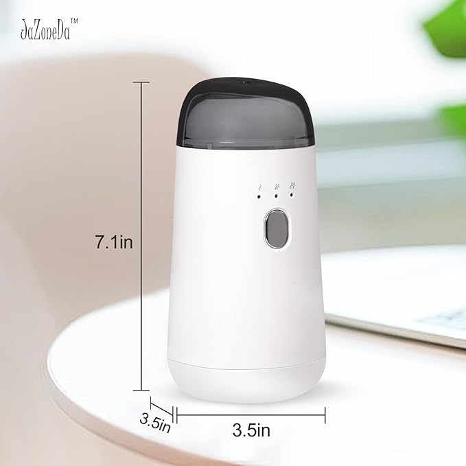 Waterless Diffuser for Essential Oil, Rechargeable Mini Aromatherapy Diffuser for Home & Car, Portable Cordless Design, Fits Car Cup Holder, 3 Mist Levels, 2-Hour Timer, Type-C Charging