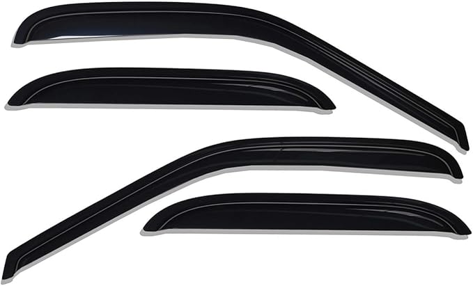 Lightronic Extra Durable Tape-on Auto Vent Window Visor, Fit 2000-2006 Chevrolet Tahoe & GMC Yukon, 2001-2006 Yukon Denali, 2002-2006 Cadillac Escalade, Original Wind Deflector Rain Guard, Smoke, 4Pcs