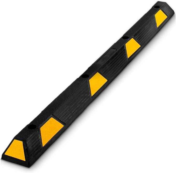 PYLE Curb Parking Garage Floor Stopper - 72 Inch Extra Wide Heavy Duty Rubber Parking Lot Stopper, for Vehicles Truck Driveway, Protect Pumpers From Cars Vans Trucks - Pyle PCRSTP14