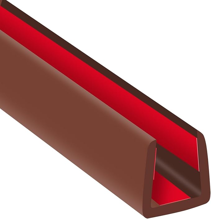 Rubber Edge Trim, Flexible Edge Banding, 3/8"(9.5mm) U Channel Edge Protector, Self Adhesive Edge Guards for Plywood, Glass, Flexi-Glass and Sheet Metal Parts, 20Ft, Brown Color