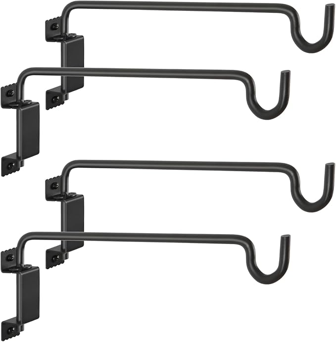 16" 360° Swivel Plant Hanger (2-Pack) - Heavy Duty Solid Steel Wall Hook, 12-Directional Adjustable for Bird Feeders, Outdoor/Indoor Plants, Garden & Patio, Rust-Resistant Black