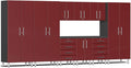 Ulti-MATE UG23101R 10-Piece Garage Cabinet Kit with Channeled Worktop in Ruby Red Metallic