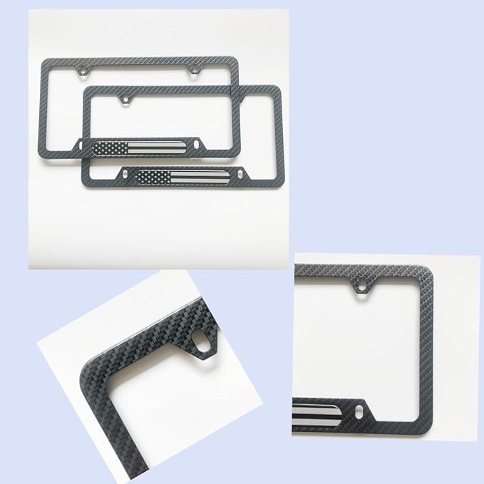 License Plate Frames,2 Packs Front Rear Car Tags,Aluminum Alloy License Plate Cover,No Rust,Water Proof,Wear Resistant,Car Accessories (Carbon Fiber USA Flag)