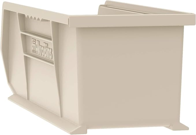 Akro-Mils 30234 AkroBins Plastic Storage Bins, Space-Saving Stackable Bins for Garage, Pantry, Craft Organization, 15-Inch x 5-Inch x 5-Inch, Stone, 12-Pack