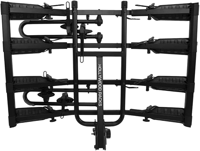 Hollywood Racks Destination 4 Hitch Bike Rack, Lightweight, Black - Platform Style Bike Rack for Car Carries up to 4 Bikes for Safe, Secure Transport - Fits Most Bike Styles, Sizes and Models
