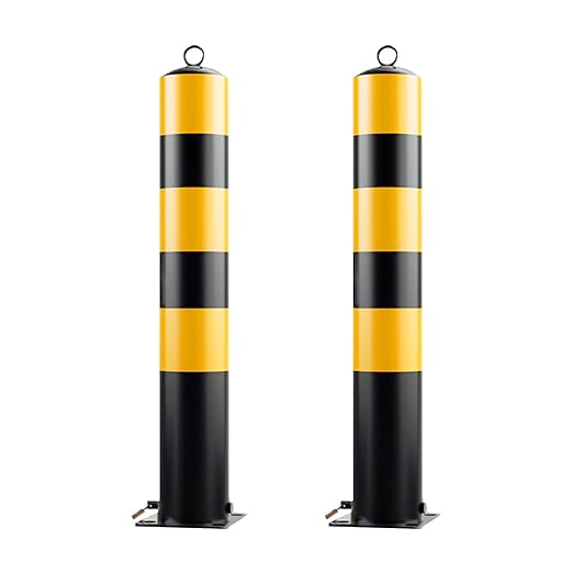 Steel Safety Bollard Post, with Lock Bollard Post Removable Security Posts, Parking Bollards, Parking Barriers Concrete, Powder Coat, for Parking Lot, Driveway and Sidewalk(Black (2pcs),50cm/19.7in)