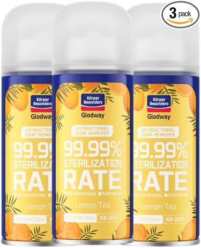Glodway Whole Car Air Refresher Spray,Odor Eliminator Eliminates Strong Vehicle Odors,Lemon Scent-6 Ounce Spray Bottle (Plack of 3)