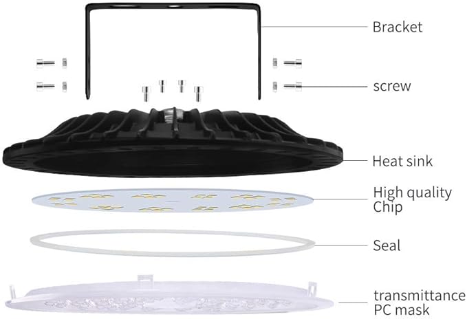 Viugreum 5 PACK 200W UFO LED High Bay Light, 20000LM 6500K Daylight White LED Warehouse Lighting, IP65 Waterproof Commercial Bay Lighting for Garage Barn Workshop Wet Location