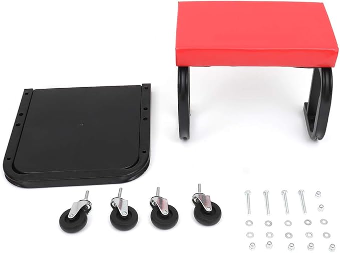 Rolling Creeper Seat with Cushioned Seat Heavy-Duty Garage Roller Seat with 4 Universal Mechanics Stool Mechanic Chair for Workshop, Garage, Auto Repair Shop