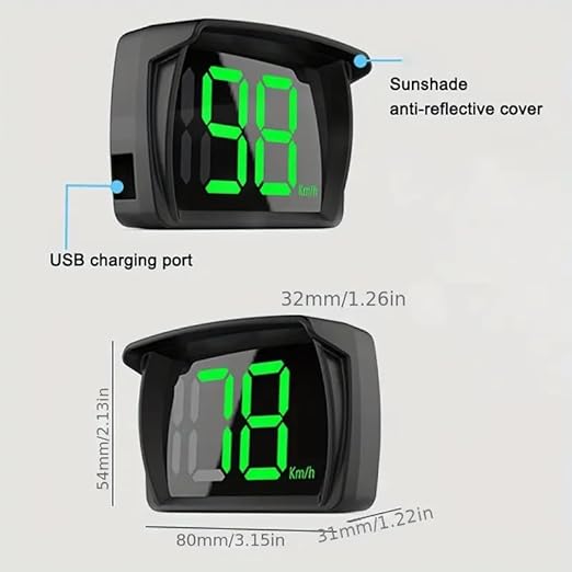 Heads Up Display for Cars HUD GPS Speedometer MPH with QC3.0 Fast Charger & Stable Silicone Pads, 2M USB Cable, Digital Speedometer for Cars Trucks, Boats SUV, Motorcycle Plug & Play