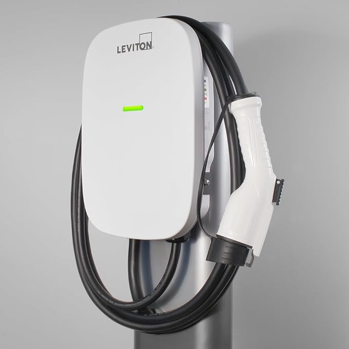 Leviton Level 2 EV Charger, 48 Amp, 208/240 VAC, 11.6 kW Output, 18' Charging Cable, Indoor/Outdoor Hardwired EV Charging Station, EV480 EVSE