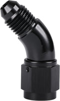 45 Degree 4AN Male to 4AN Female Swivel Full Flow Fitting Adapter Coupler Aluminum Black