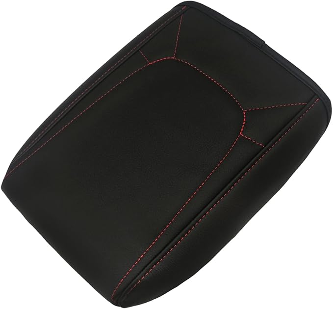 Muslogy Center Console Armrest Cover Compatible with Chevy Colorado/GMC Canyon 2023 2024 2025 ZR2 Z71 Trail Boss LT WT Elevation AT4 Denali AT4X Accessories Regular Thick(Red Stitching)