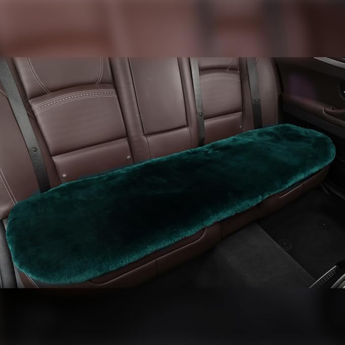 Fluffy Genuine Australia Sheepskin Car Back Seat Cover for Auto Rear Interior Accessories Seat Cushion with Soft Fuzzy Wool Natural Fur Non-Slip (Alpine Green, Back)
