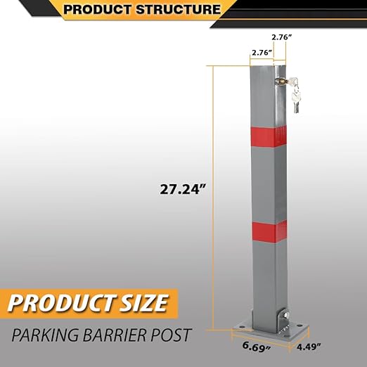 Folding Parking Barrier Lockable Car Bollard Driveway Safety Security Post