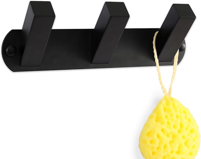 NINETREX Coat Rack Wall Mounted, Black Metal Coat Rack with 3 Coat Hooks Heavy Duty Coat Hanger Hooks Bag Hat Towel Rack for Entryway, Bathroom, Bedroom, Kitchen, and Hallway(Black,Square)