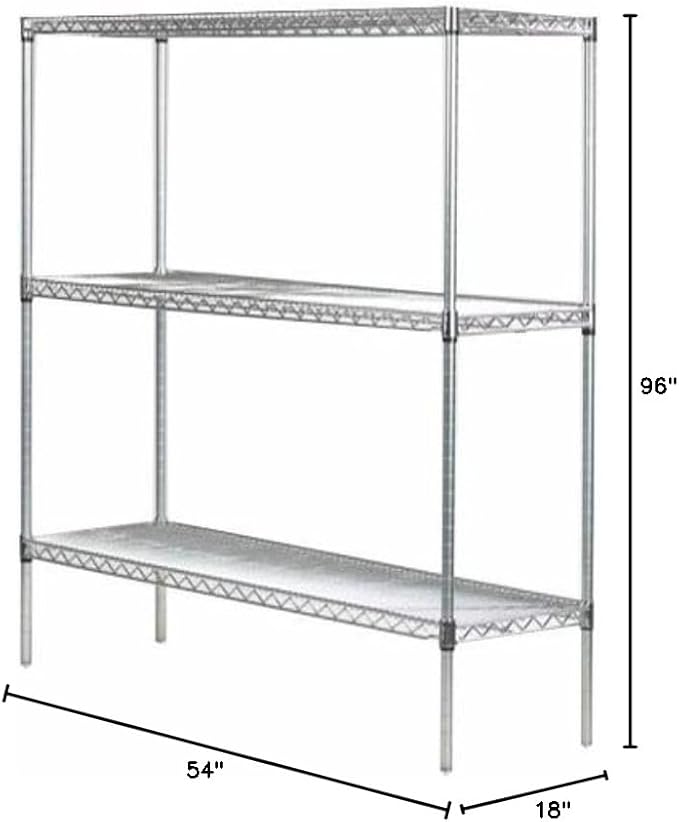 Omega 18" Deep x 54" Wide x 96" High 3 Tier Chrome Starter Shelving Unit