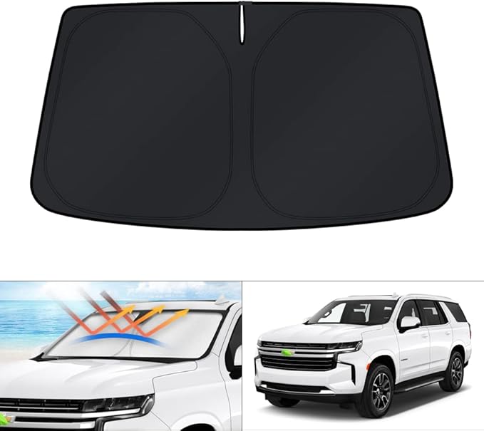 KUST Windshield Sun Shade for Chevrolet Tahoe Accessories 2021-2024 2025 Window Sunshade Sun Visor Protector Foldable Blocks UV Rays Keep Your Car Cooler