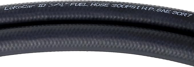LokoCar Rubber Fuel Hose Line Push Lock 3/4" ID SAE 30R7 NBR 10ft 300PSI Black