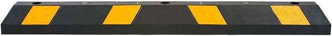Guardian 4' Rubber Parking Curb with Mounting Holes Hi-Vis Yellow UV-Resistant for Paved, Gravel Parking Lot 4" H