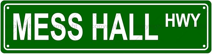 MESS HALL HWY Space Metal Tin Street Sign Bar Cafe Garage Cave Home Room Wall Bathroom Farmhouse Garden Porch Patio Decor, 16 x 4 Inch