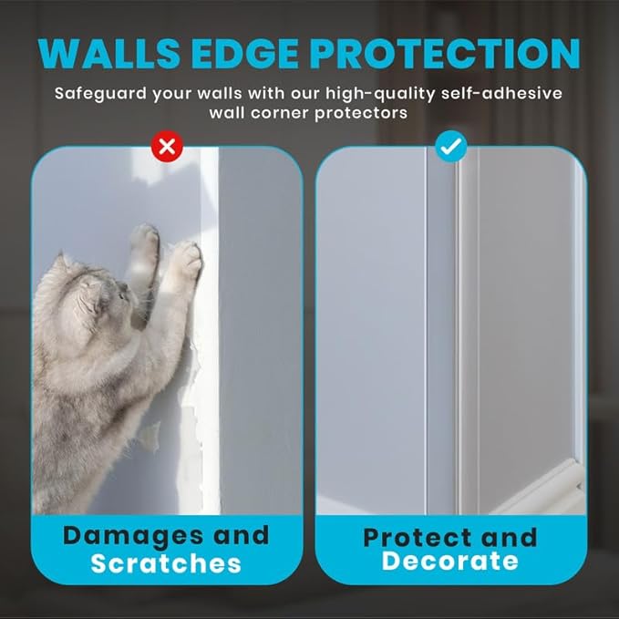 Proflex Wall Corner Protector - Pack of 6 Self Adhesive Corner Guards for Walls Edge Protection - 1-1/2 inch x 60 inch, Clear – Easy to Apply – No Tools Needed