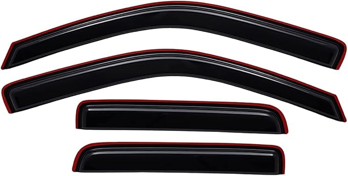 Lightronic Extra Durable Clip-on in-Channel Auto Vent Window Visor, Fits 2004-2012 Chevrolet Colorado & GMC Canyon, Crew Cab, UV Protection Rain Guard, Original Wind Deflector, Dark Smoke, 4-Pcs