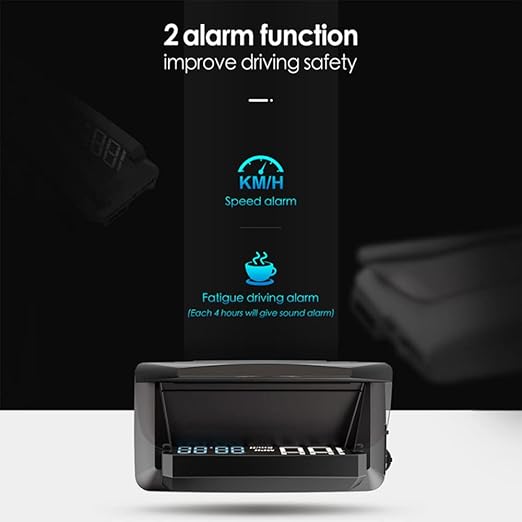 3D HUD Head Up Display Speedometer Digital Speed MPH Overspeed Alarm Fatigue Driving Alert Altitude Windshield Projector Universal for All Cars Truck Vehicle
