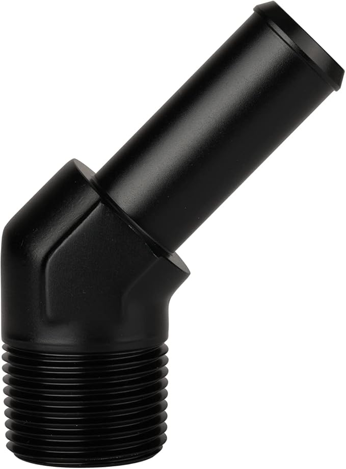 3/4 NPT Male to 3/4" Hose Barb Fitting Adapter 45 Degree Elbow Aluminum Black