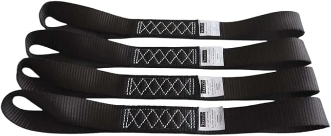 Soft Loop Tie Down Straps (4PK) Black Breaking Strength 10,000 LBS Heavy Duty 1.5 inch x 18 inch Motorcycle Soft tie Downs for UTV, ATV, Bicycle and Railer