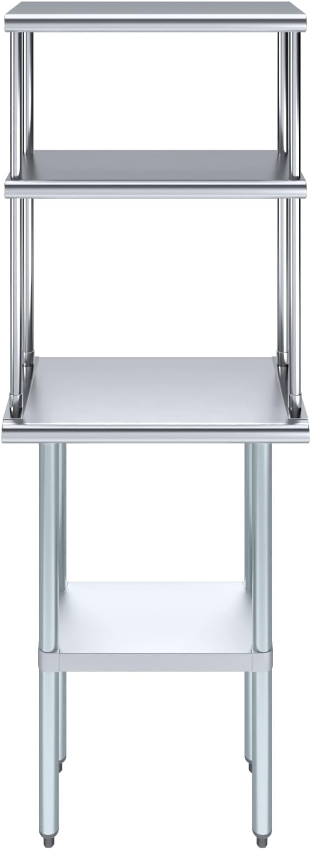 Amgood Stainless Steel Work Table Double Tier Overshelf | NSF (14" x 24" Work Table + 12" Overshelf)