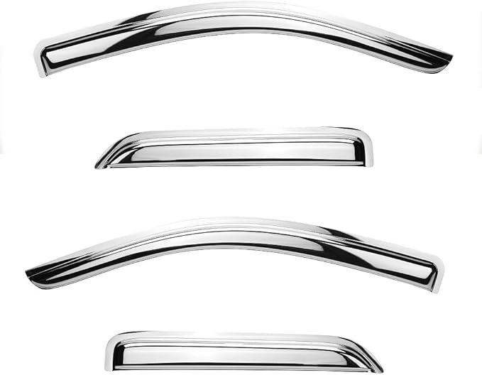 94975Y Chrome Side Window Visor Wind Vent Deflector for 2015-2022 Ford F150/F250/F350 Super Duty Crew(Supercrew) cab,4pc Outside Mount Style Sun Rain Guards