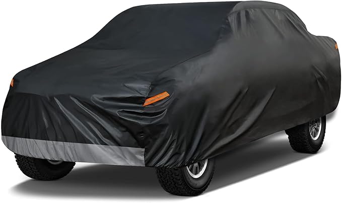 Kayme 7 Layers Truck Cover Waterproof All Weather, Heavy Duty Outdoor Pickup Cover Sun Uv Rain Protection, Universal Fit (Length Up to 240 inch) XL+.Black