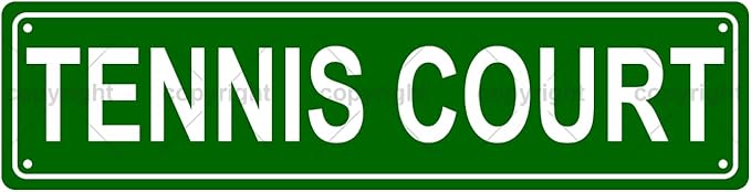 TENNIS COURT Space Metal Tin Street Sign Bar Cafe Garage Cave Home Room Wall Bathroom Farmhouse Garden Porch Patio Decor, 16 x 4 Inch