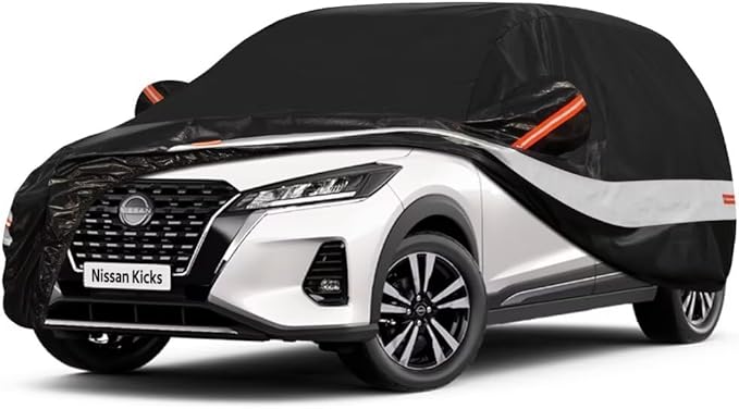 10 Layers SUV Car Cover Custom Fit for Nissan Kicks (2017-2024) Waterproof All Weather for Automobiles, Outdoor Full Cover Sun UV Rain Protection with Cotton.Black