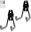 2 Pack Garage Storage Utility Hooks，Garage Garden Tool Organizer，Steel Wall Mount Hooks, Garden Small U Hooks (Black) (Gray)