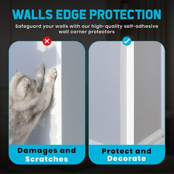 Proflex Wall Corner Protector - Pack of 6 Self Adhesive Corner Guards for Walls Edge Protection - 2 inch x 48 inch, White Textured – Easy to Apply – No Tools Needed