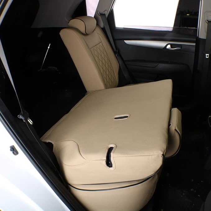 EKR Sportage Seat Covers Custom Fit for KIA Sportage S,EX,LX,SX,SX Turbo 2017 2018 2019 2020 2021 2022 Leather Car Seat Cover Full Set - Faux Leather (Beige)