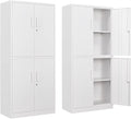 Yizosh Metal Storage Locking Cabinet with 4 Doors and 2 Adjustable Shelves,71" Lockable Garage Tall Steel Cabinet,for Home Office,Living Room,Pantry,Gym,Commercial Storage (White)