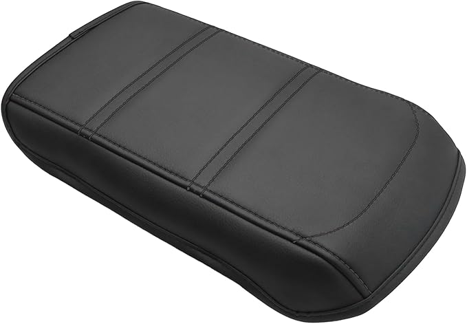 Muslogy for Acadia 2017-2023 Center Console Pad Armrest Cover Vegan Leather Cushion Pad Accessories Armrest Lid Protector Extra Soft Compatible with GMC Acadia 2023 2022-2017 (Black/Black Trim)