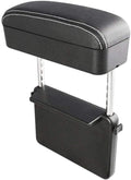 JEYODA Car Armrest Box Adjustable Pad Refit Car Central Lift Armres Storage Organizer Box Arm Rest(Black White line)