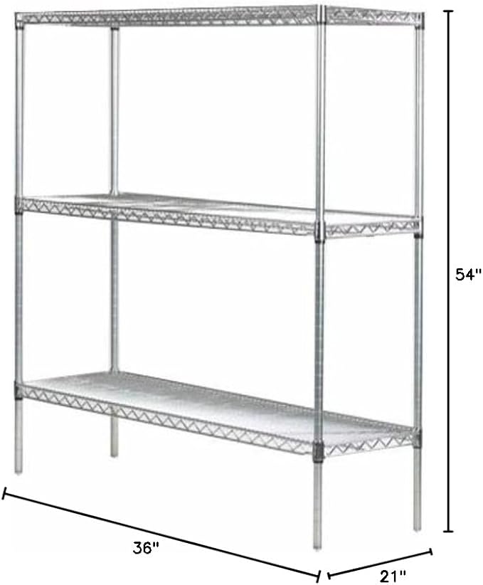 Omega 21" Deep x 36" Wide x 54" High 3 Tier Chrome Starter Shelving Unit