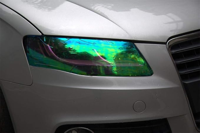 LED LIGHT 12 by 48 inches Self Adhesive Shiny Chameleon Headlights Tail Lights Fog Lights Films,Film Sheet Sticker,Tint Vinyl Film with Gift Knife and Hand Tool (Dark Blue)