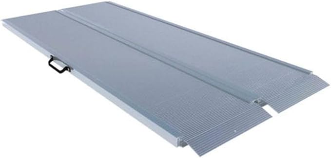 EZ-ACCESS TRAVERSE 2 Foot Durable Aluminum Singlefold Edgeless Curbless Portable Folding Loading Ramp with Carrying Handles, Silver