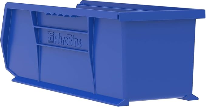 Akro-Mils 30234 AkroBins Plastic Storage Bins, Space-Saving Stackable Bins for Garage, Pantry, Craft Organization, 15-" x 5-" x 5-", Blue, 12-Pack
